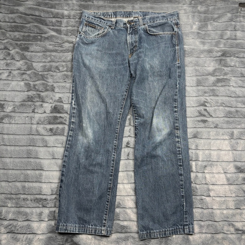 Calvin Klein Jeans Mens 34 Straight Cut Medium Wash Blue Denim 100% Cotton